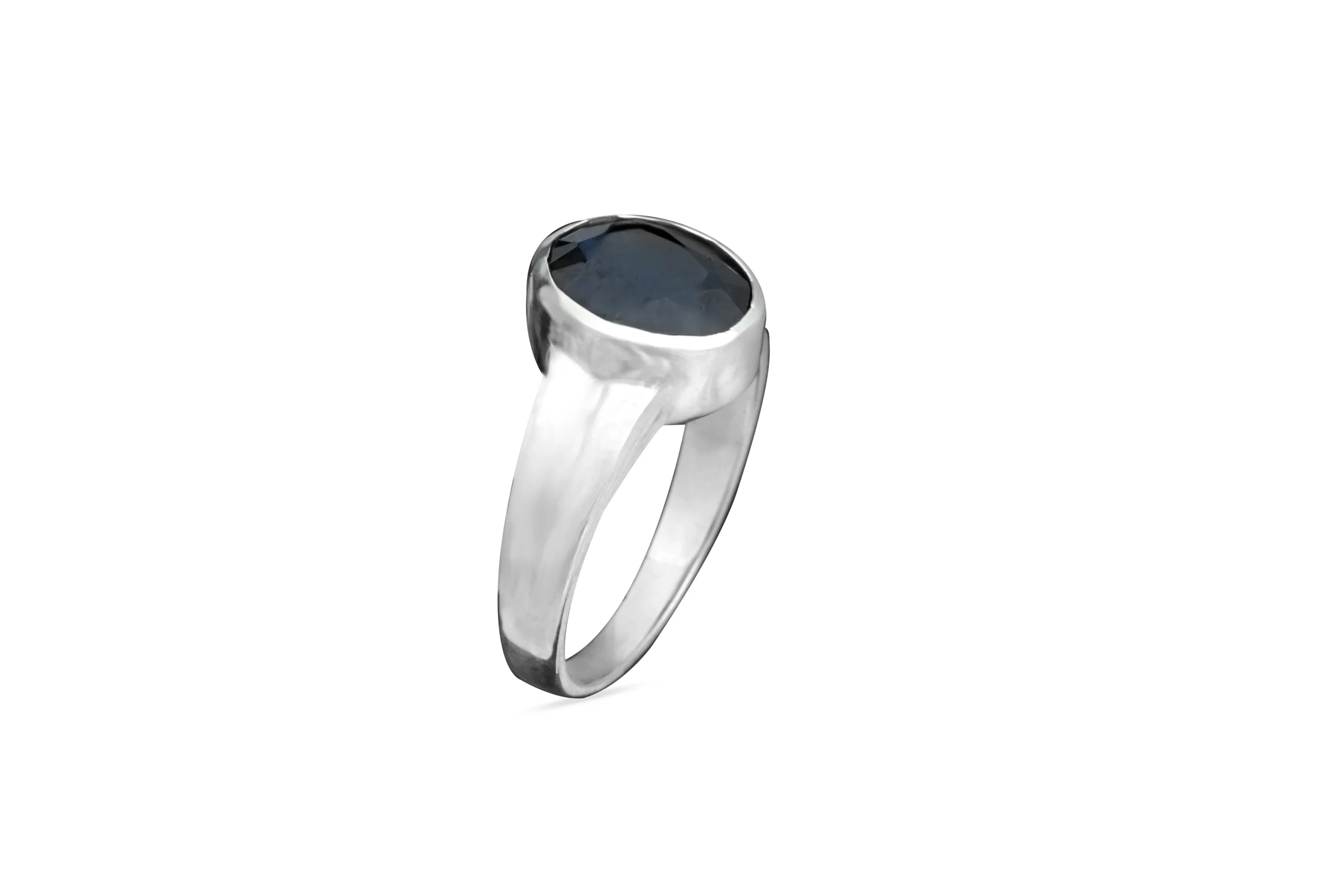 B-Plain Synthetic Silver Ring