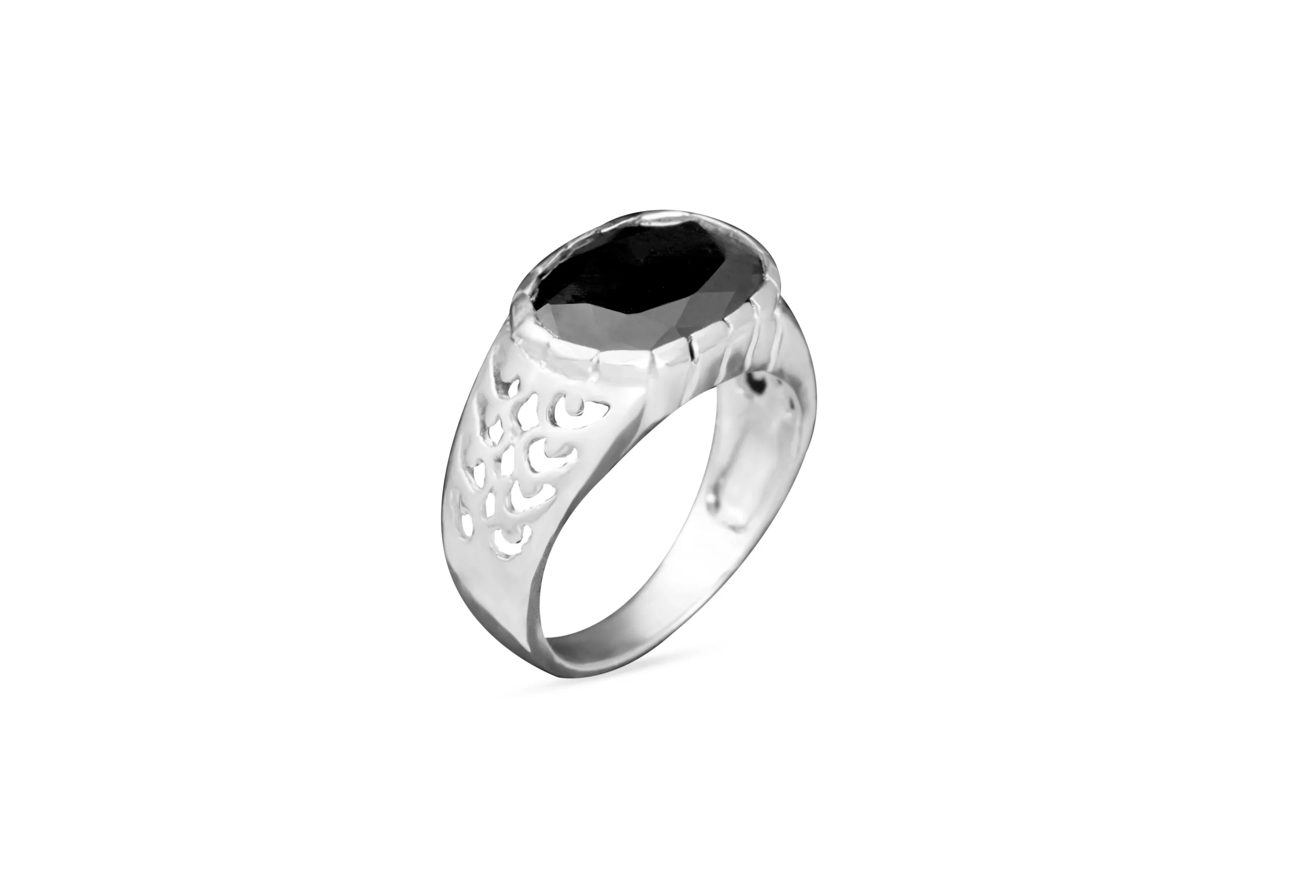 Big Black Silver Ring For Men