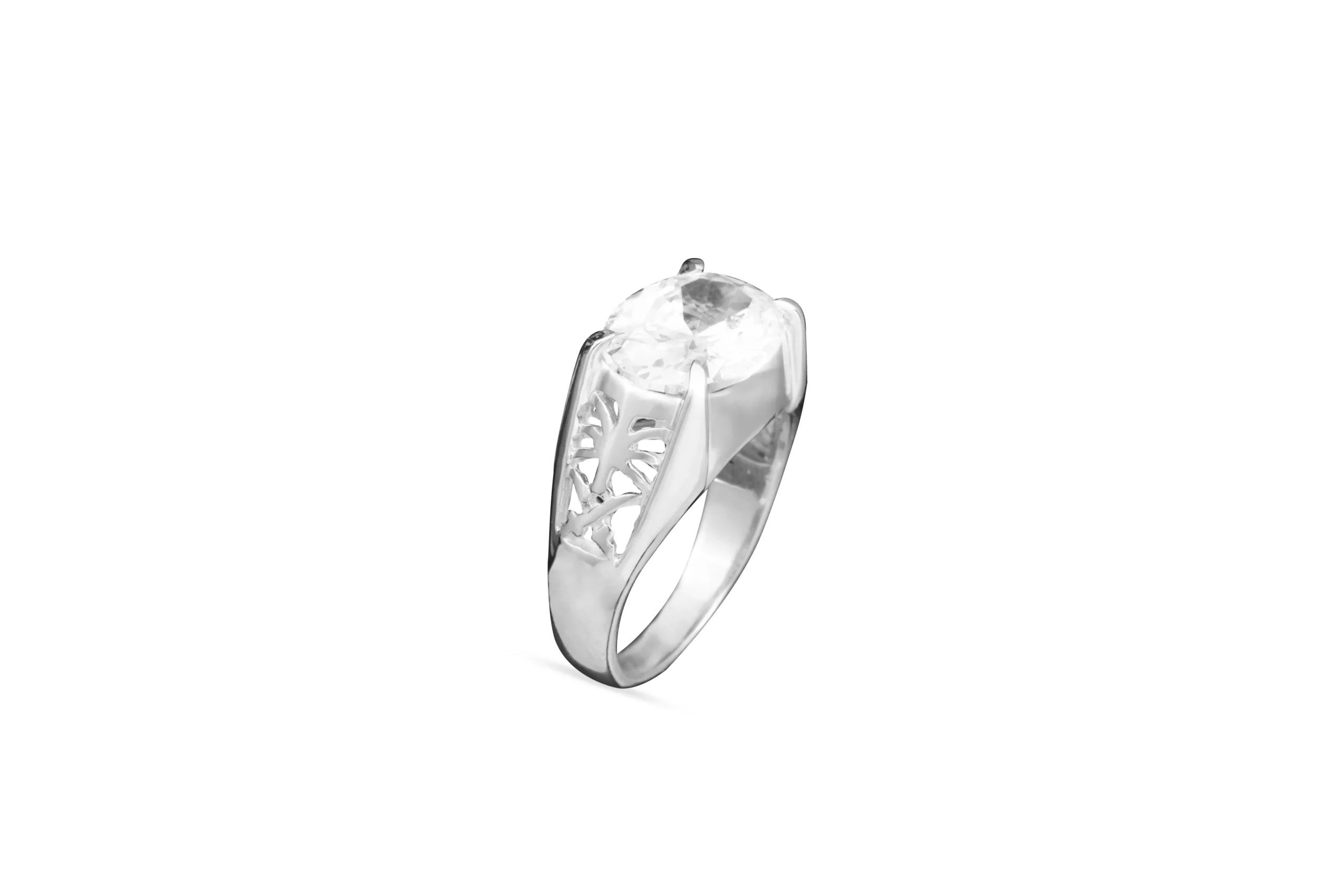 CZ Jordan White Silver Ring