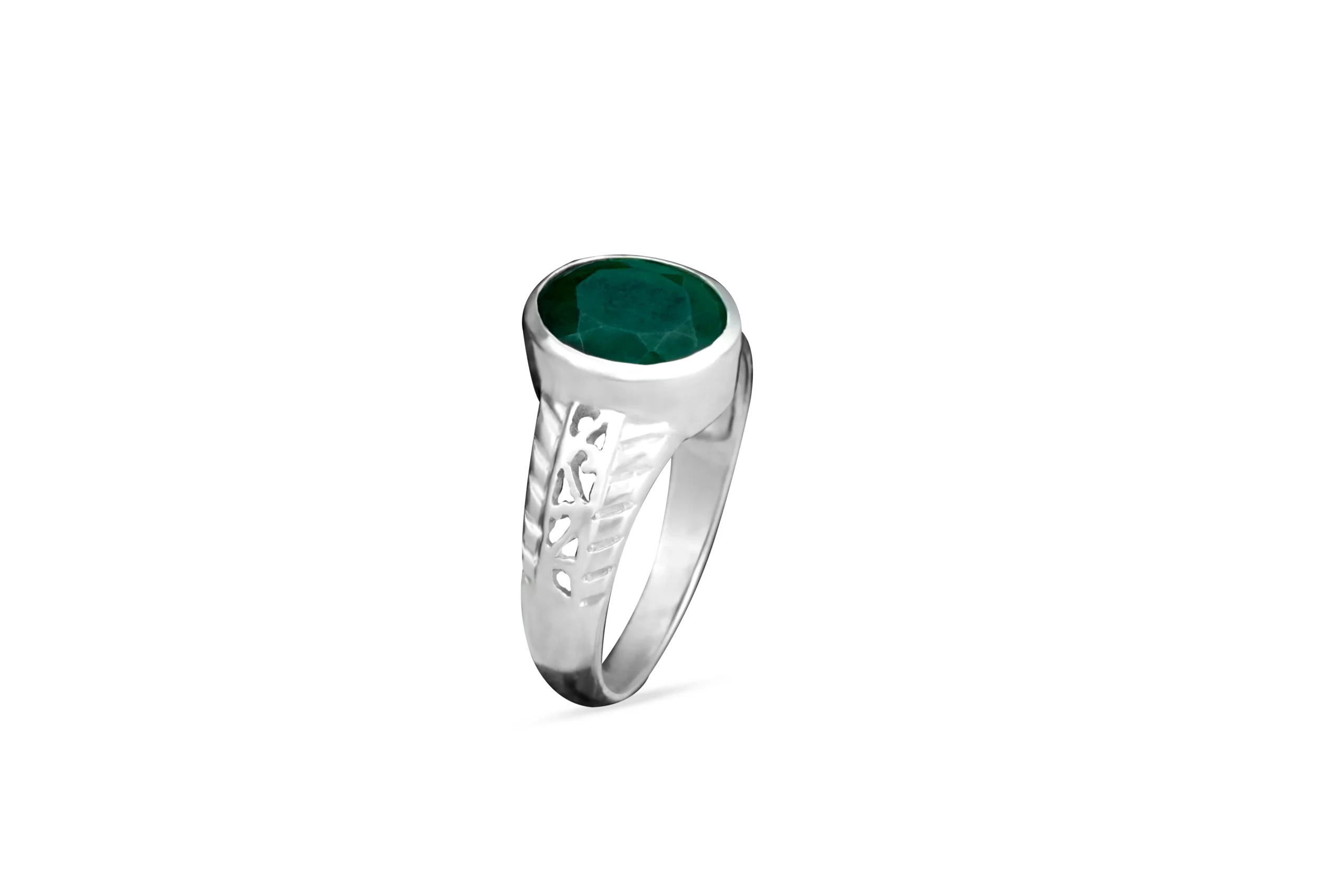 D-Green Synthetic Silver Ring